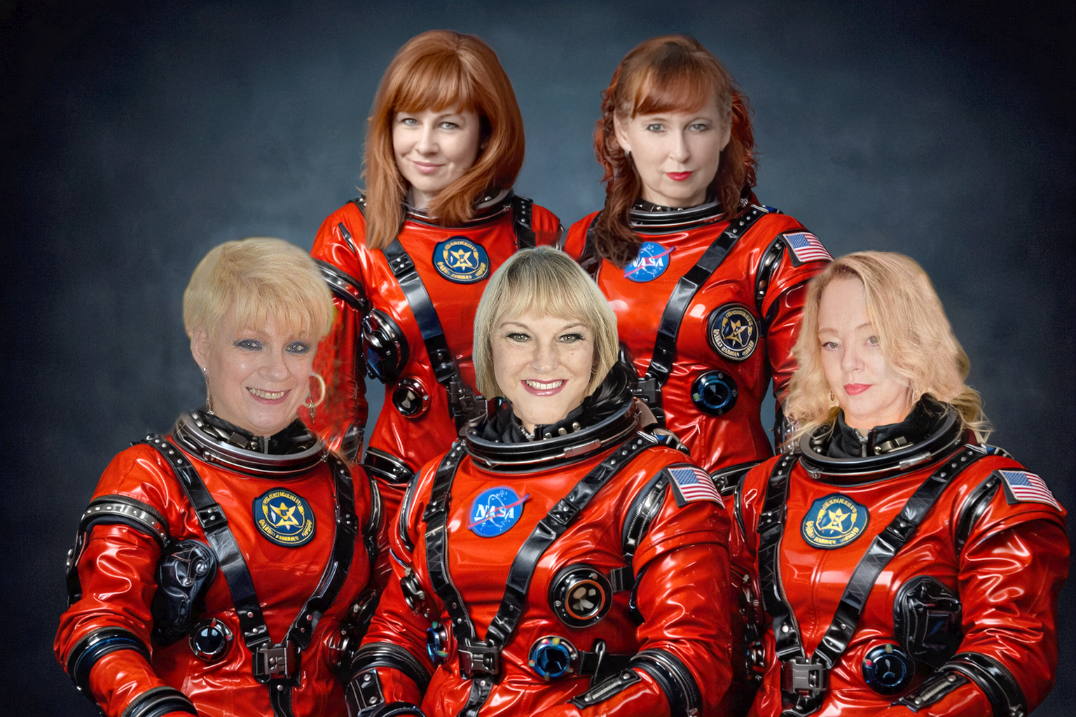 Astronauts in slick space suits-Recovered