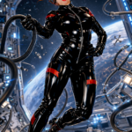 Mistress Jasmin floats in her latex suit