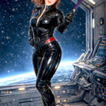 Mistress Jasmin standing in the space hanger