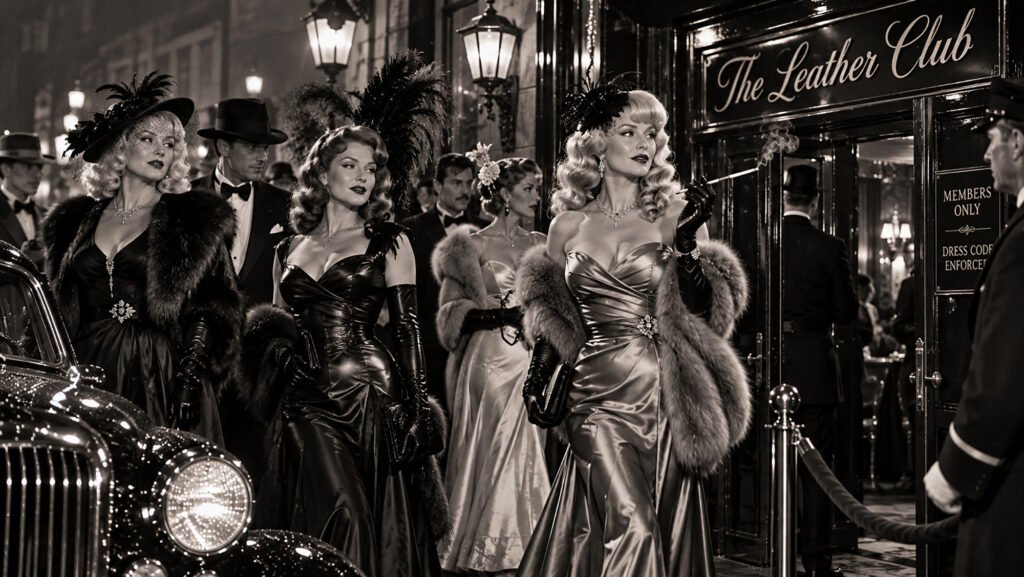 guests arriving at the leather club